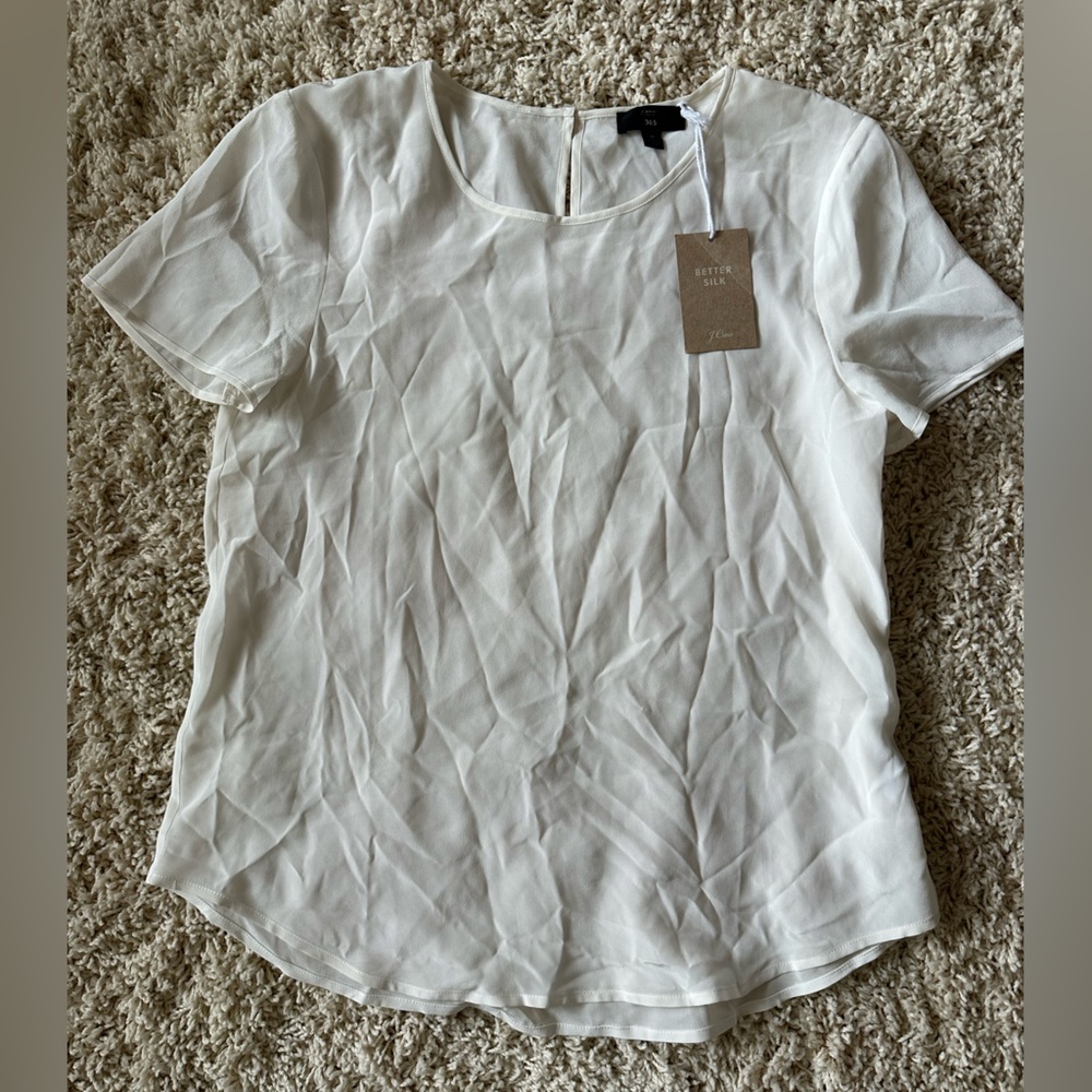 J Crew better than silk cream chiffon top size medium